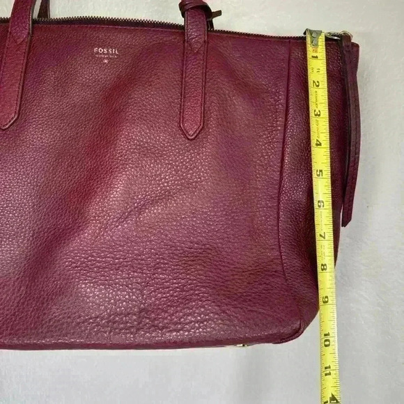 Fossil Sydney Tote Shoulder Bag Purse Handbag Leather Burgundy - Picture 5 of 13